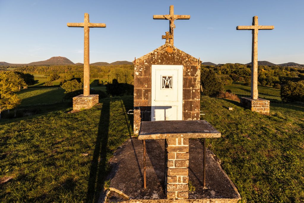 Vanaf de puy de Cros in Olby, zicht op de keten van puys