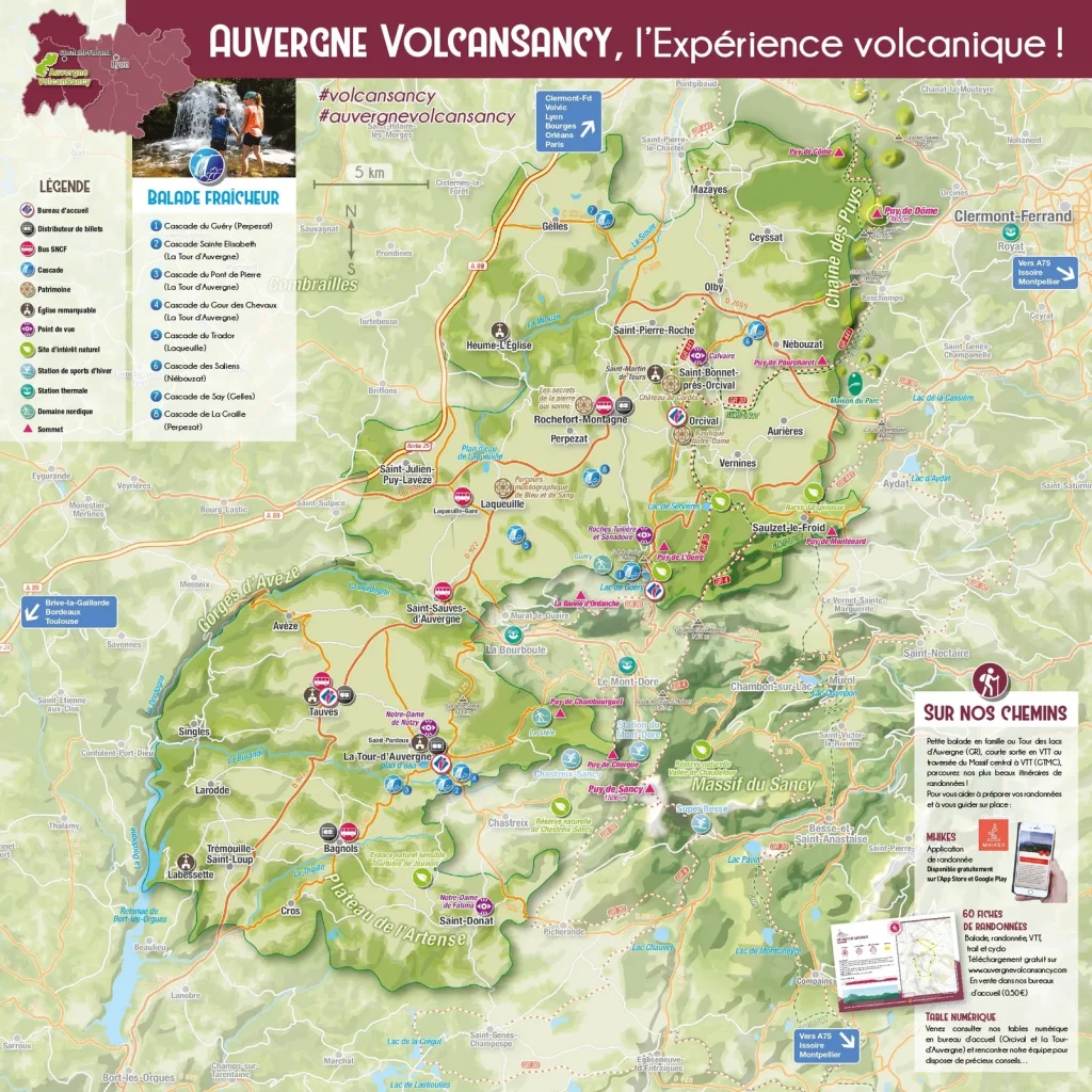 Auvergne VolcanSancy destino mapa