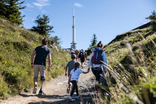 Arrival at the summit of Puy de Dôme via the mule track