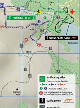 Plan des pistes raquettes le Guéry