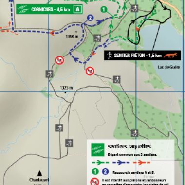 Plan des pistes raquettes le Guéry